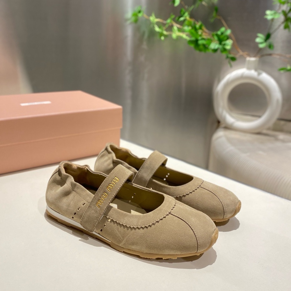Miu Miu Beige Flats with Strap